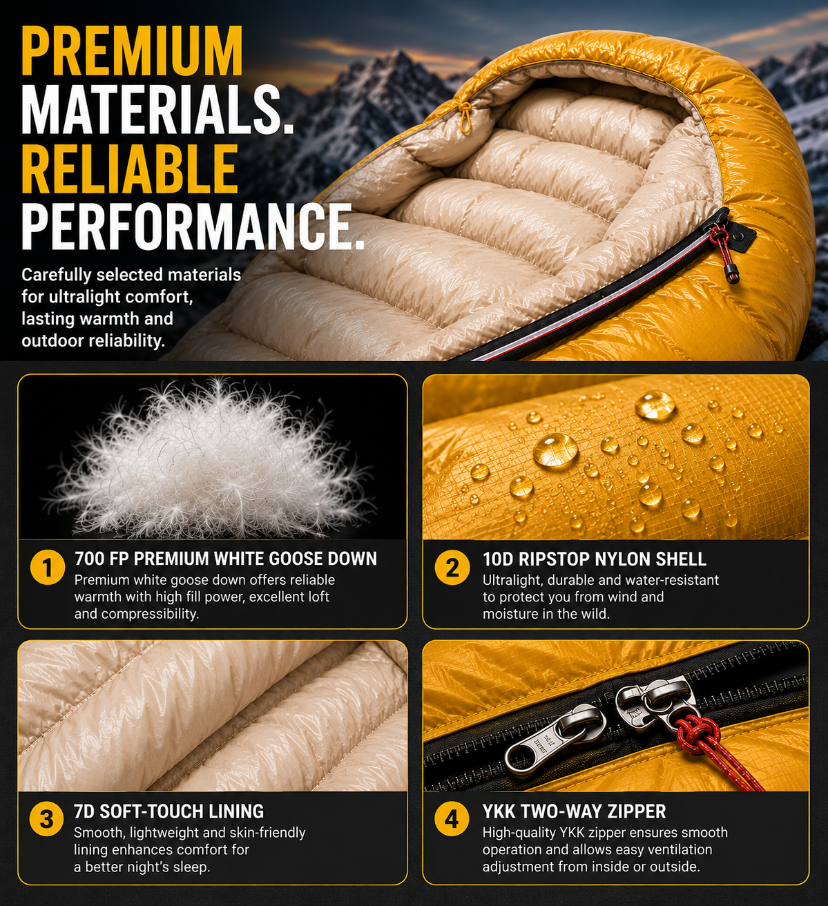 700 FP Goose Down Sleeping Bag for Winter Camping | SMTALG