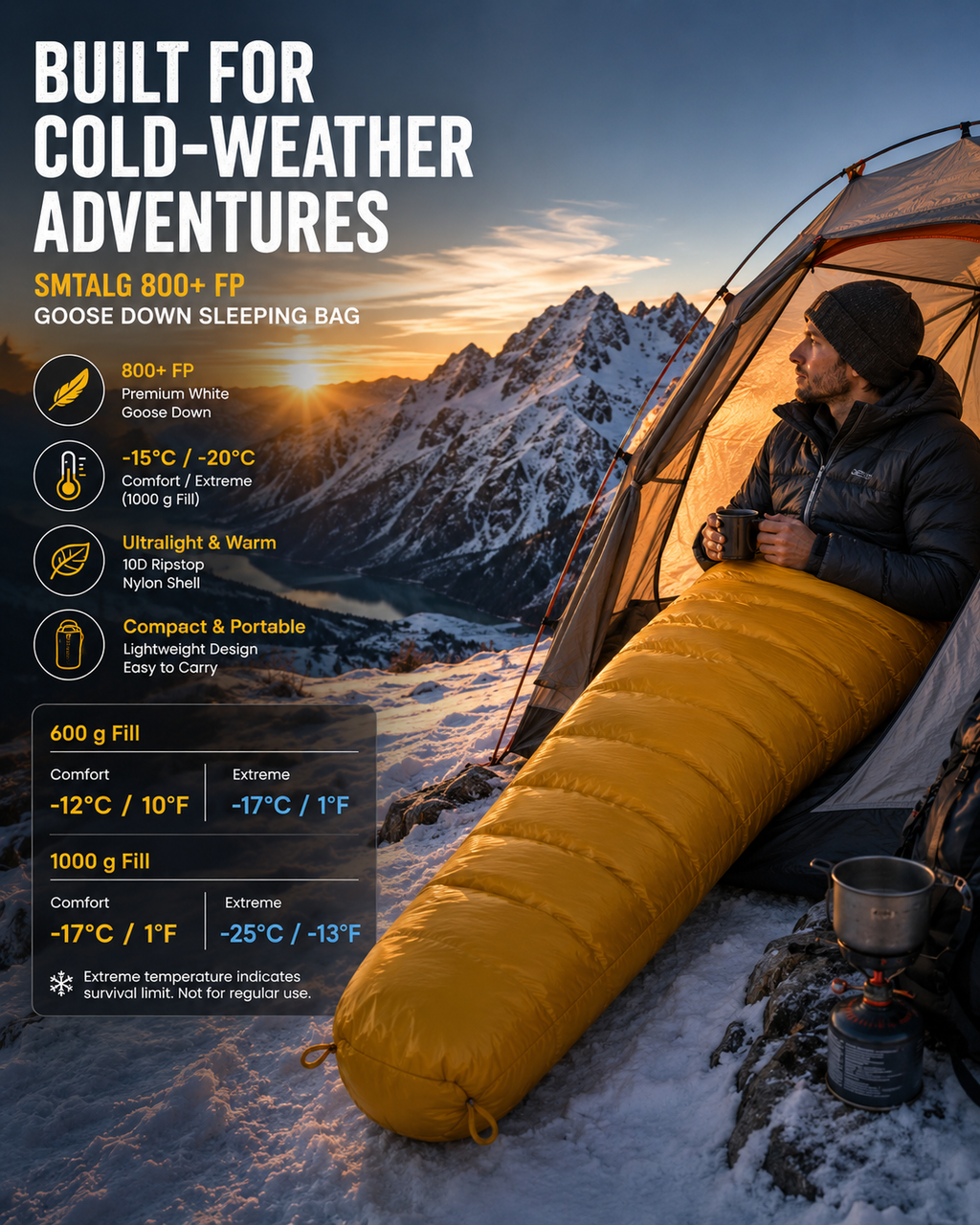 SMTALG 800+ FP Ultralight Goose Down Sleeping Bag
